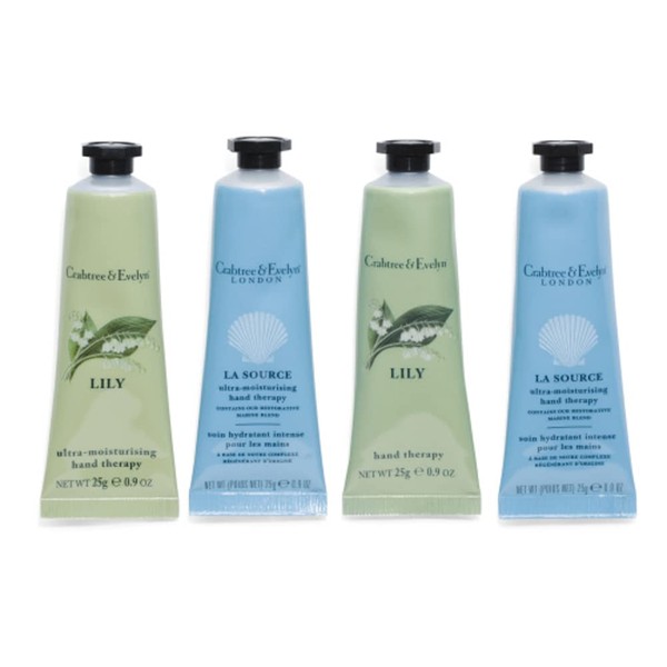 Crabtree and Evelyn Hand Therapy Set La Source .9 oz and Lily Set of 4