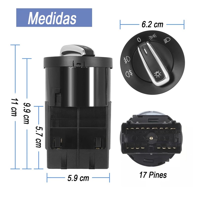 Interruptor de Faro Luz Perilla Switch Boton Push On-Off para