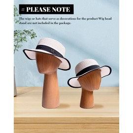TINGSING Mannequin Head, GFRP Hat Display Stand, Imitation Wood Wig Head Stand 22 inch, Abstract Mannequin Head, Model Hat Holder Rack for Shop, Hairdressing Salon, Home Decoration