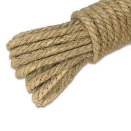 KINGLAKE 100% Natural Thick Strong Jute Rope 65 Feet 5mm 3 Ply Hemp Rope Cord For Arts Crafts DIY Decoration Gift Wrapping