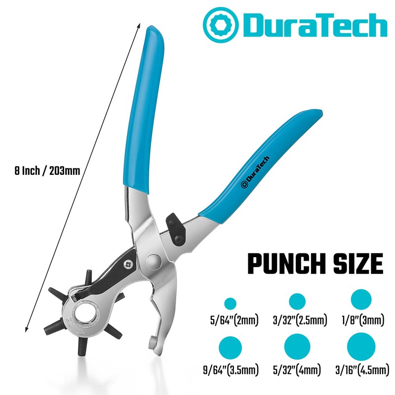 DURATECH Revolving Punch, Leather Hole Punch Tool, 8 Inch, 6