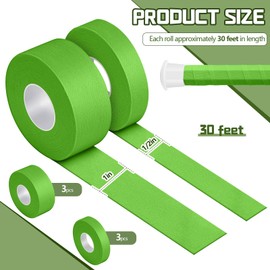 Gemscream 6 Pcs 30 ft Lacrosse Stick Tape 1 Inch 1/2 Inch Non-precut Cotton Sweat Absorbent Bat Grip Tape for Lacrosse Baseball Bats (Green)