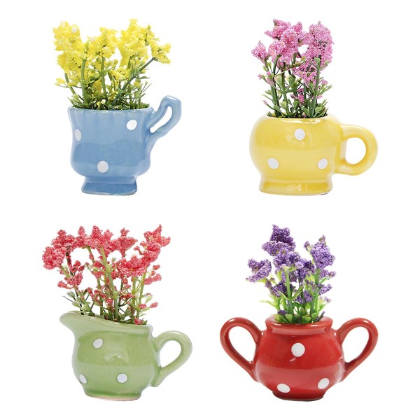 4 Pcs Ceramic Vase Fridge Magnets – 3D Mini Plant