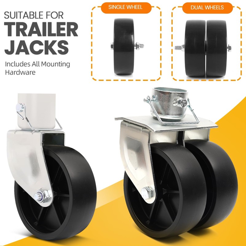 (2-Pack) AR-PRO 6-Inch Boat Trailer Jack Wheels - Universal Fit