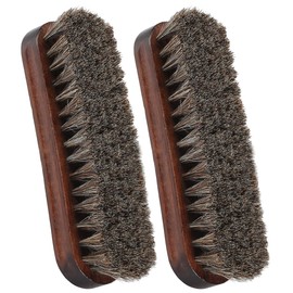 Horsehair Shoes Shine Brush, Soft Horse Hair Bristles Leather Clean & Care Brushes with Comfortable Grip for Shoes, Boots, Coats and Bags - 2 Pack