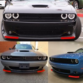 JDMON Front Bumper Lip Splitter Protector Compatible with Dodge Challenger Scat Pack 2015 2016 2017 2018 2019 2020 2021, RT GT 2019-2021, Scat Pack Challenger Accessories, Front Lip Bumper Cover, Red