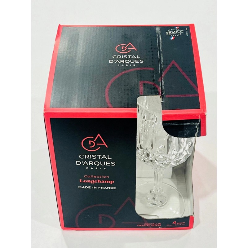 Cristal D'arques Longchamp crystal wine glasses 4 Stems 8.25-oz
