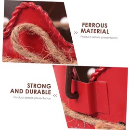 Levemolo 1pc Retro Wavy Flower Bucket Durable Iron Flowerpot with Handle for Home Decor Unique Design for Dried Flowers and Embellishments Red