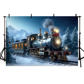 AIBIIN 7x5ft Winter Train Backdrop Christmas Fairy Tale Decoration Photography Background Night Outdoor Kids Portrait Photo Props