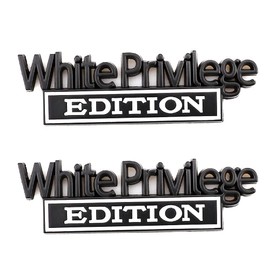 CARRUN 2 Pcs White Priviledge Edition Emblem Car Side Rear Front Hood Fender Bumper Metal Badge 3D Decal Sticker Fit F-150 F250 F350 Silverdo Sierra GMC Chevy Car Truck SUV (Black White) (CR-2WP)