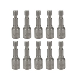 Rannb Hex Shank Magnetic Power Nut Driver Bit Set 8mm Hex Socket 1.65" Length Metric Hex Driver Bits -10pcs