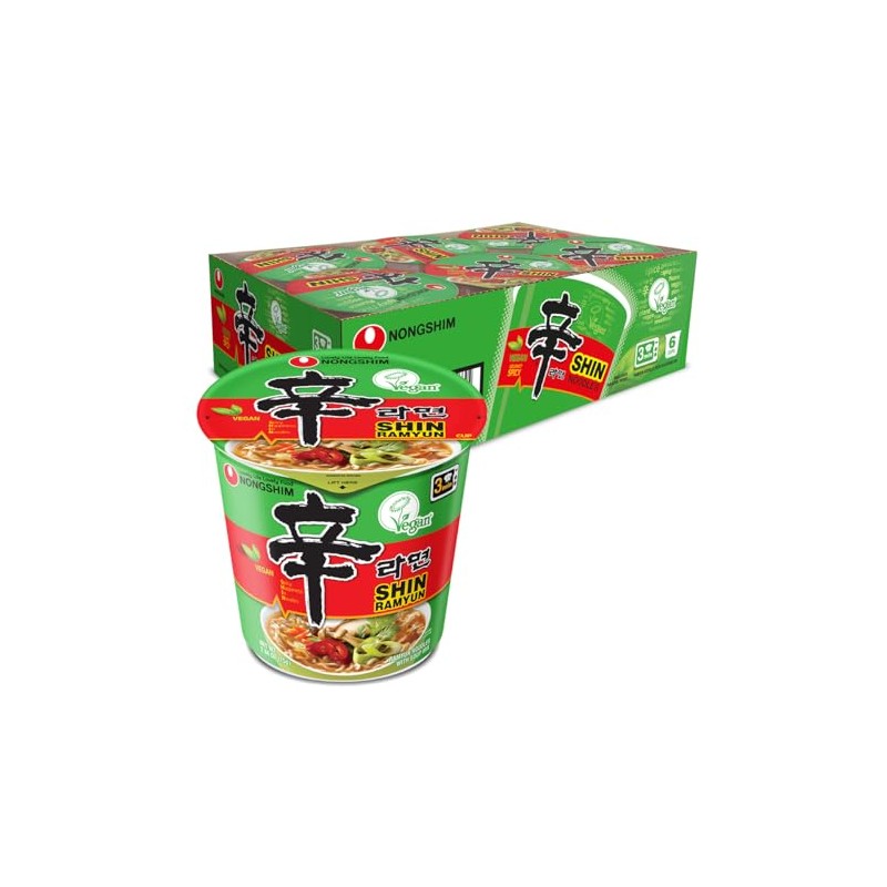 Nongshim Shin Ramyun vegano, 2.64 onzas, paquete de 6