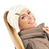 TOSKATOK® Ladies Womens Plain Ponytail Messy Bun Ribbed Winter Beanie