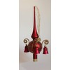 Lauschaer Glas Christmas Tree Topper with Bells Matte Red Wound
