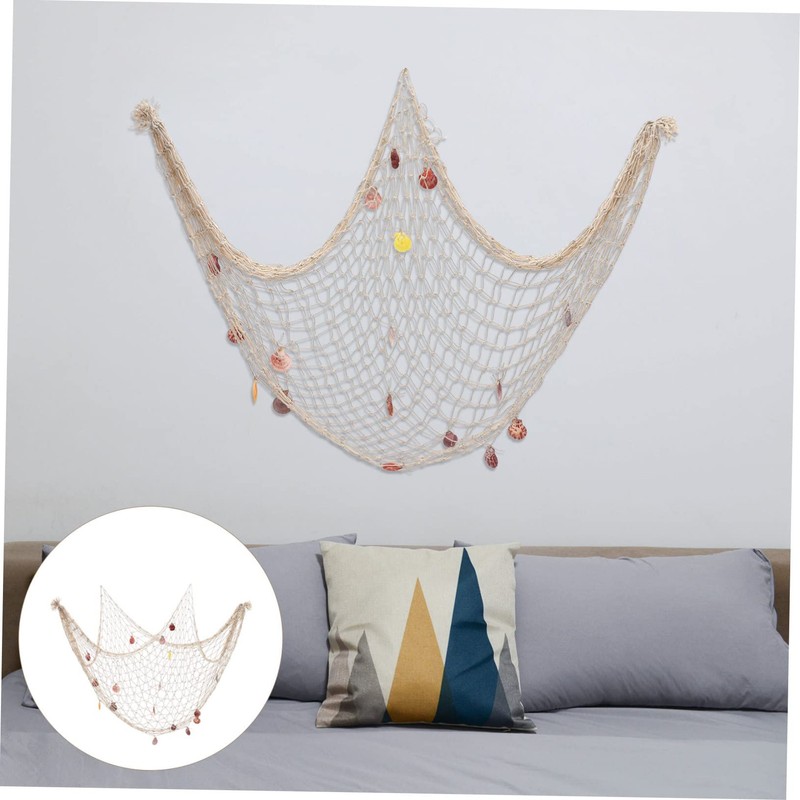 iplusmile Mediterranean Decorative Fishing Net with Shells Rustic Wall Hanging