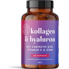 Hyaluronic Collagen Complex | 90 Capsules | High Dose with CoQ10, Hyaluronic Acid, Vitamin C, D, A, Zinc & Magnesium | Hyaluronic Collagen | for Skin, Hair, Nails, Bones and Joints Alpha Foods