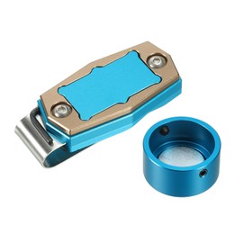 PATIKIL Magnetic Billiard Chalk Holder Round Aluminum Alloy Pool Billiard Cue Chalk Case with Belt Clip for Snooker Sports Accessories Blue Brown