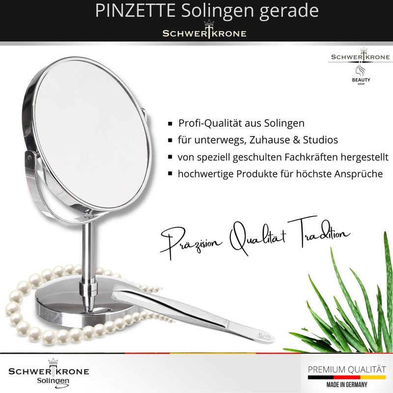 Swordcrown Tweezers, Professional Solingen, 8 cm Offset Angled Eyebrow Plucking,