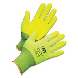 North Northflex-Neon NF11HVY Yellow 7 Polyurethane Full Fingered Work & General Purpose Gloves - PVC Foam Palm Only Coating - Rough Finish - High-Visibility, Seamless Lining - NF11HVY/7S [PRICE is per