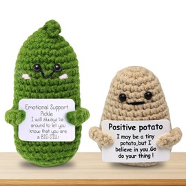 Emotional Support Pickle and Positive Potato, 2 Pcs Novelty Pocket Hug Dolls with Positive Cards, Positive Affirmation Gifts for Kids, Adults, Friends, Colleagues