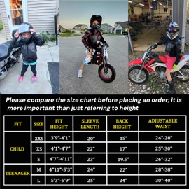 Dirt Bike Gear for Youth Motorcycle Jacket with Armor Chest Protector Riding Gear Youth Spine Guard