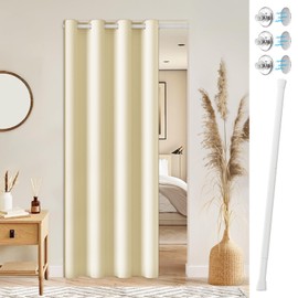 Vatge Door Curtain with Rod and Magnets, W42 x L80, Light Beige