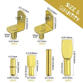WMYCONGCONG 120 Pcs 4 Styles Shelf Pins Assortment Kit, Shelf Pegs Metal Nickel Plated Gold Cabinet Furniture Shelf Pin Support for Wardrobe Office Wood Shelving Bookshelf Closet Kitchen
