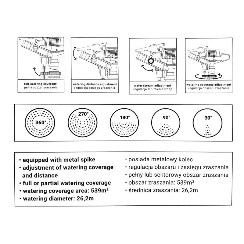 Bradas Impuls Lawn Sprinkler Circular Sprinkler Garden Sprinkler Secator Sprinkler