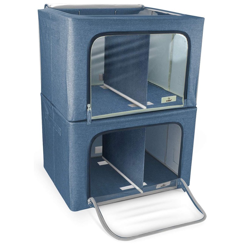 Sorbus Storage Bins with Divided Interior - Large Stackable &