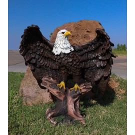 Large 18"H Wings Of Glory Perching Grand Bald Eagle Statue Home Garden Figurine