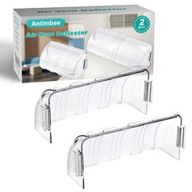 Antimbee 2 Pack Adjustable Magnetic Heat & Air Vent Deflector -Super Strong Neodymium Magnets 8" to 15" Length Fits Vents, Sidewall, Ceiling, Floor Registers - Curved Air Conditioner Vent Cover