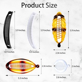 15 PCS Banana Hair Clip Set for Women and Girls Classic Combs in 5 Styles Multicolored Fishtail Ponytail Holders (Chic Style)