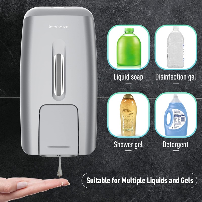 interhasa! Soap Dispenser Wall Mount Refillable 28oz Hand Sanitizer Dispenser