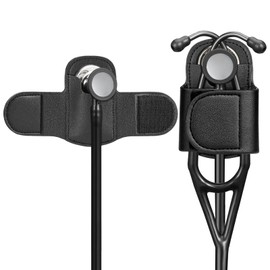 PU Stethoscope Holster, Universal Stethoscope Holder, Stethoscope Holder Hip Clip, Sturdy Stethoscope Holder for Scrubs, Black Stethoscope Accessories (Black)