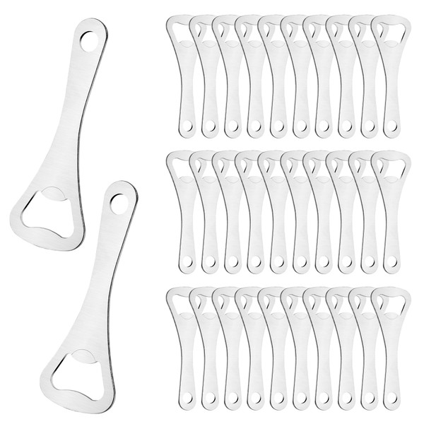 Pack of 30 Bottle Openers, Bottle Openers, Stainless Steel, Flat