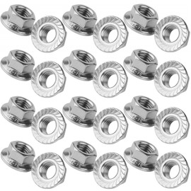 Flange Nut Thread Hardware Nuts,304 Stainless Steel Serrated Flange Metric Hex Flange Nuts Bright Finish (M 10 x 1.25 mm)30 Pack