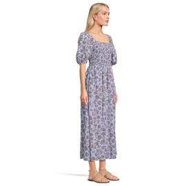 Madewell Women's Smocked Short Sleeve Midi, Saylor Floral Light Pool, 2