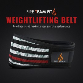 Fire Team Fit Weight Lifting Belt for Men and Women, 6 Inch, Bodybuilding & Fitness Back Support for Cross Training Workout, Squats, Lunges (43" - 49" Around Navel, X-Large, Red Line)