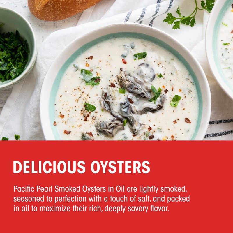 Pacific Pearl Fancy Smoked Oysters in Oil 3.75 oz. Can