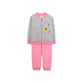 Baby Creysi Set de Sudadera con Cierre y Pantalón Diseño de Parches para Niñas, 8 Años, Gris/Rosa