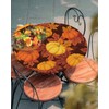 Fall Pumpkin Maple Leaves Round Table Cloth Fitted Tablecloth,Table Cover