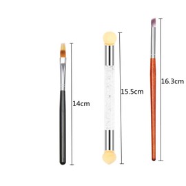 3 Pieces Nail Art Brush Set with 4 Replacement Head Ombre Nail Brush Nail Art Dust Brush Acrylic Nail Brushes for DIY Gradient Blooming UV Gel Nails
