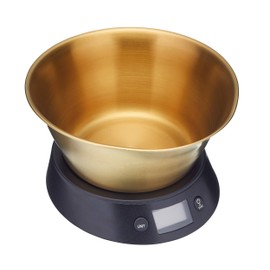 MasterClass Digital Kitchen Scales with Bowl in Gift Box, Stainless Steel, 5 kgs, Black/Brass