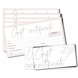Paper 'n Such 25 Blank Gift Certificates -Small Business Boho Light Pink Coupons Gift Voucher
