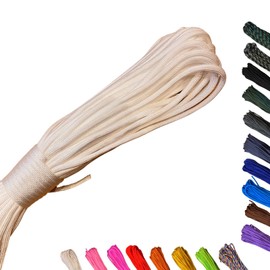 Paracord Tent Rope, Guy Rope, 18.8 ft (30 m), 0.2 inches (4 mm), 7 Cores, 551.2 lbs (250 kg), For Drying Clothes, Sunshade, Hanging, Rope String, DIY, Handmade (White)