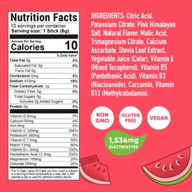 Pirq Hydration - Watermelon - Hydration Powder Packets | Electrolyte Drink Mix | Curcumin | B Vitamins | Zero Sugar | Keto Friendly | 10 Sticks