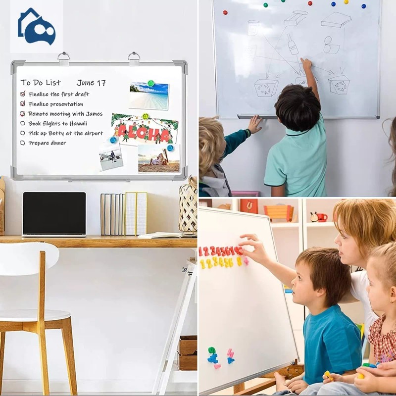 Bluelander Pizarron Blanco 90x60 Plumones Borrador Incluidos Doble Cara