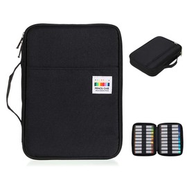 BTSKY Portable Colored Pencil Case - Colored Pencil Organizer Holds 166 Pencils or 112 Gel Pens Large Capacity Zippered Pencil Holder Gel pens (Black)