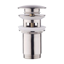 Keymark Universal Drain Fitting with Overflow Brushed Nickel - Keymark Universal Drain Valve Drain Fitting for Sink & Washbasin - Brass Pop Up Drain Plug