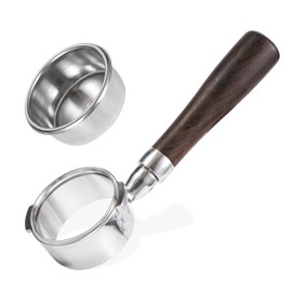 58mm Bottomless Portafilter with Double Shot Filter Basket & Wood Handle for Gaggia Classic, Espresso Pure, Color, Dose, Evolution, Baby Twin and More Semi-Automatic Espresso Machine